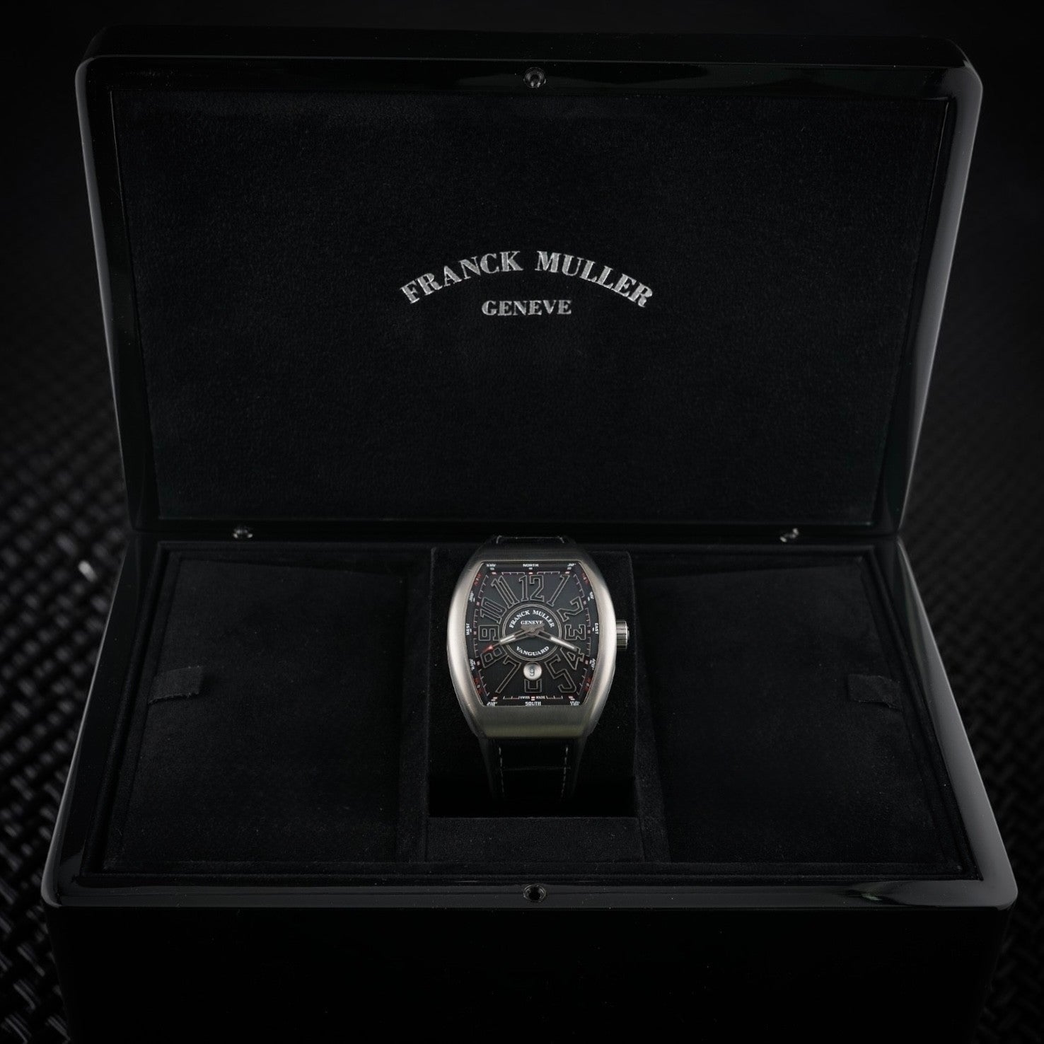 Franck Muller Vanguard V45 Titanium Black Dial Automatic Mens Watch Box Papers
