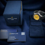 Breitling Superocean A17367 44mm Yellow Dial Steel Bracelet Box & Card & Manual