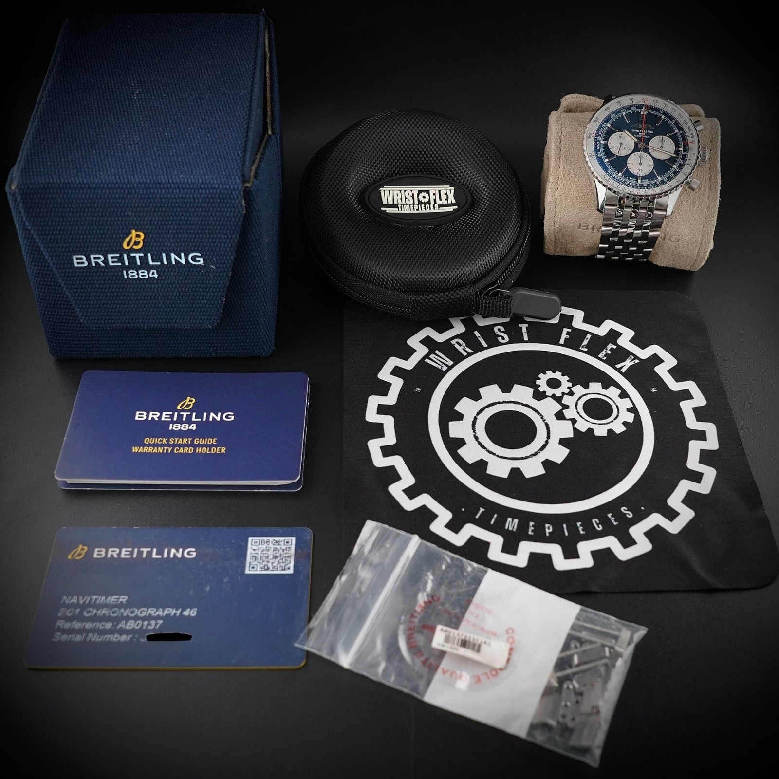 Breitling Navitimer B01 Chronograph AB0137 Blue 46m Bracelet FULL SET & WARRANTY