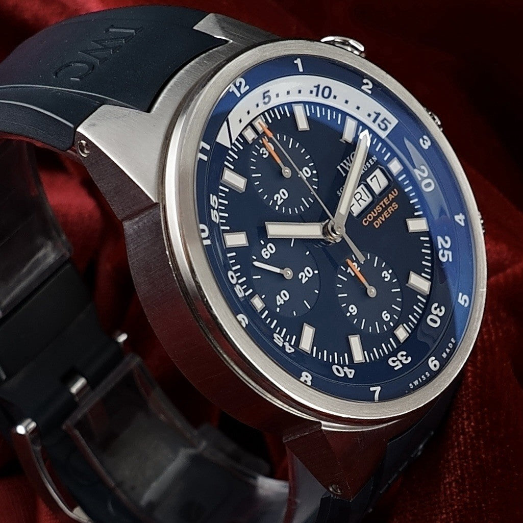 IWC Aquatimer Chronograph - 44mm Cousteau IW378201 - Blue Dial - Wood Inlay