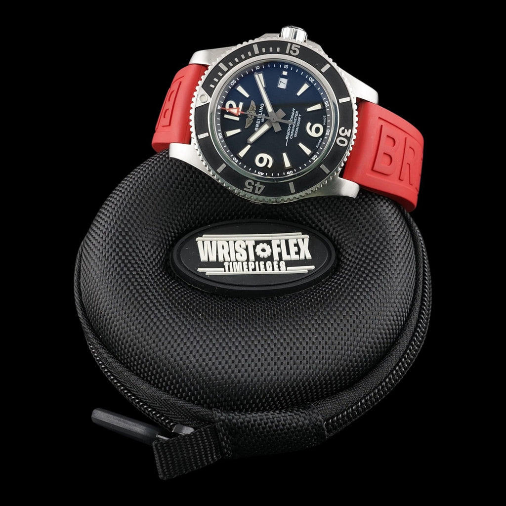 Breitling SuperOcean A17367 Automatic, 44mm, Black/Red Steel Braclet+Extra Strap