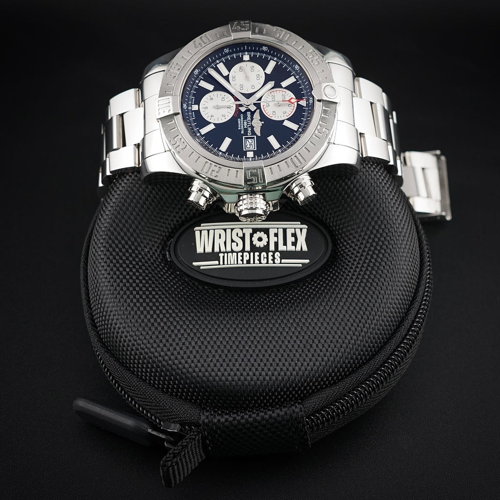 Breitling Super Avenger II 48mm A13371 Black Dial Chronograph Box & Digital Docs
