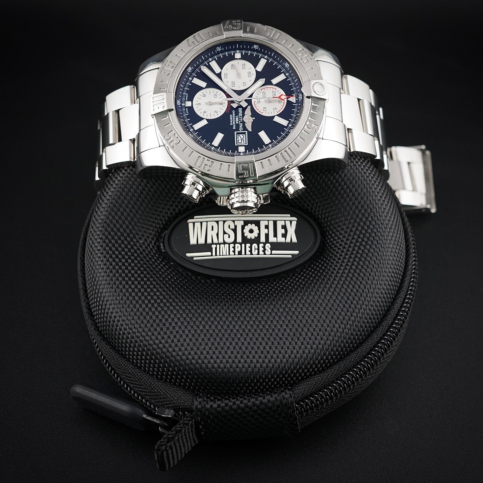 Breitling Super Avenger II 48mm A13371 Black Dial Chronograph Box & Digital Docs