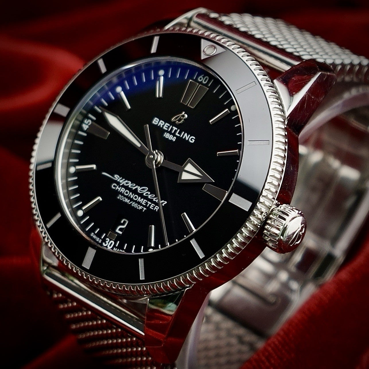 Breitling Superocean Heritage 44MM AB2030 Box & Card Steel Bracelet, Extra Strap