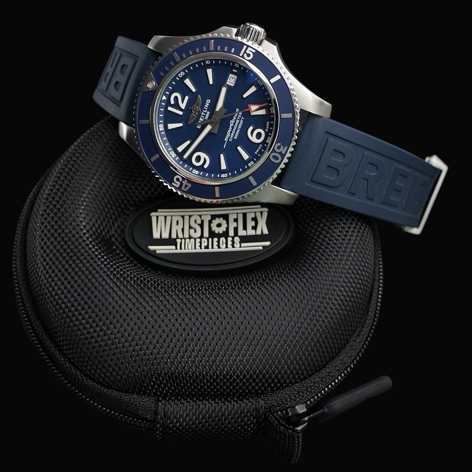 Breitling Superocean A17366 Diver Blue Dial 42mm Rubber Strap-Box & Digital Docs
