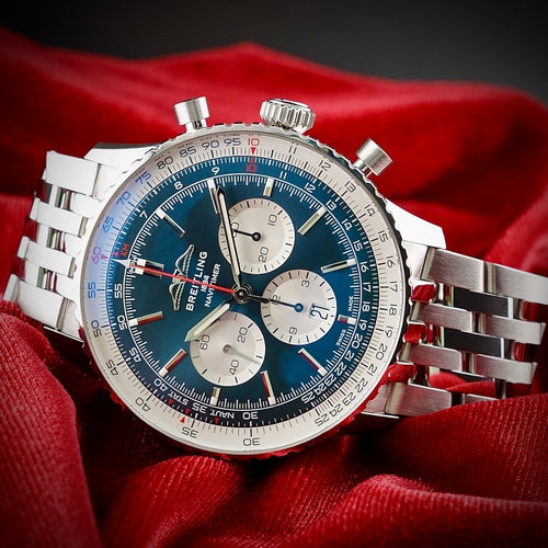 Breitling Navitimer B01 Chronograph AB0137 Blue 46m Bracelet FULL SET & WARRANTY
