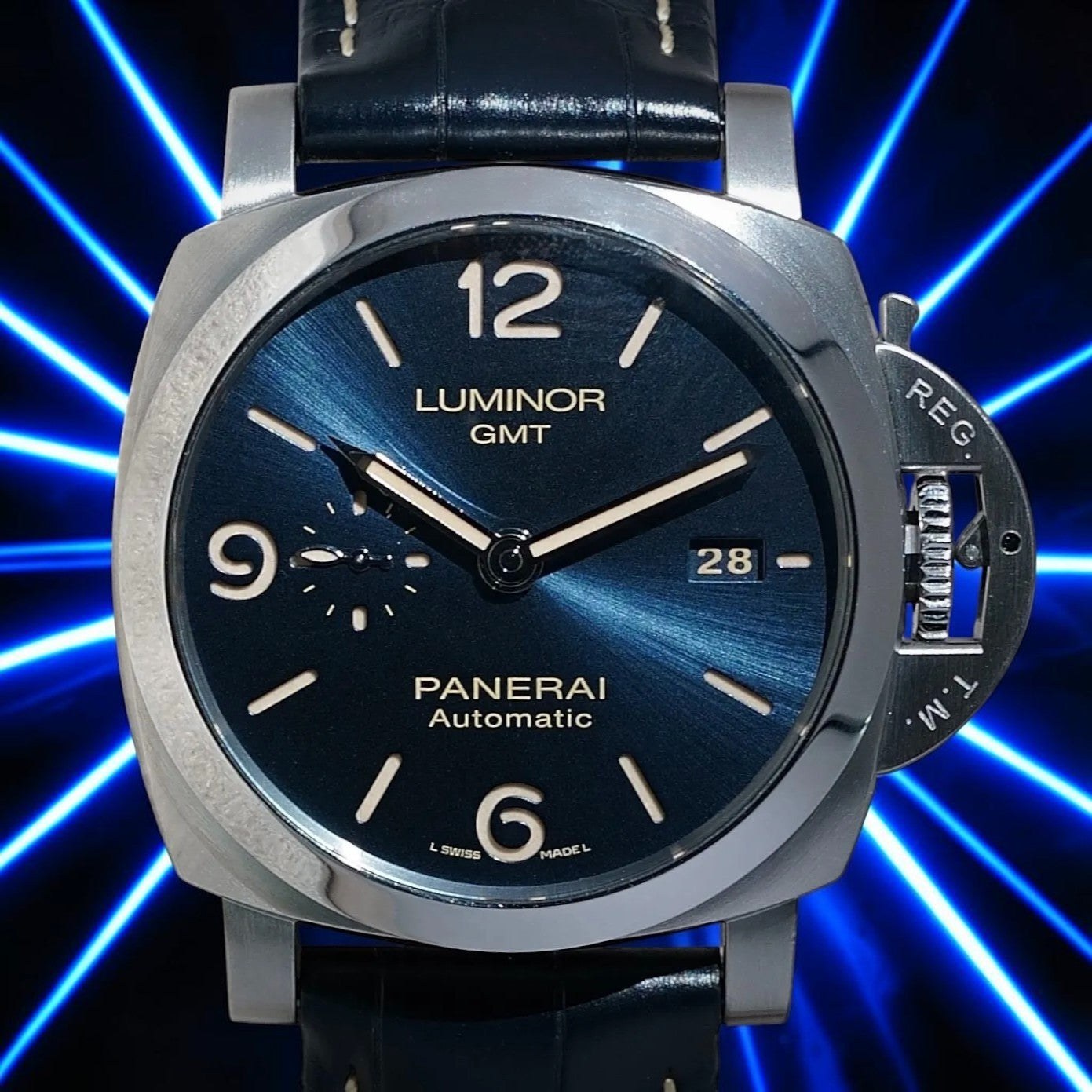 Panerai Luminor GMT - PAM01033 Blue Dial 44mm, Box & Docs -Two Straps, Excellent