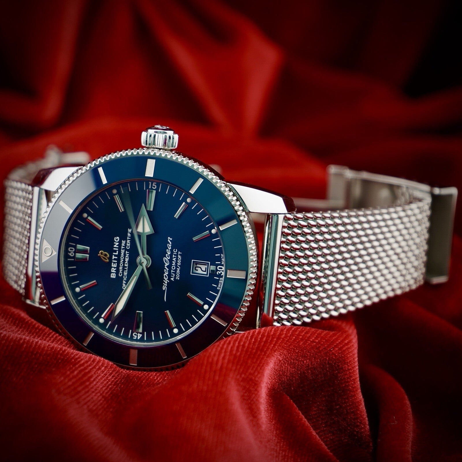 Breitling Superocean Heritage II Blue Dial 46mm Automatic AB2020 Steel Bracelet