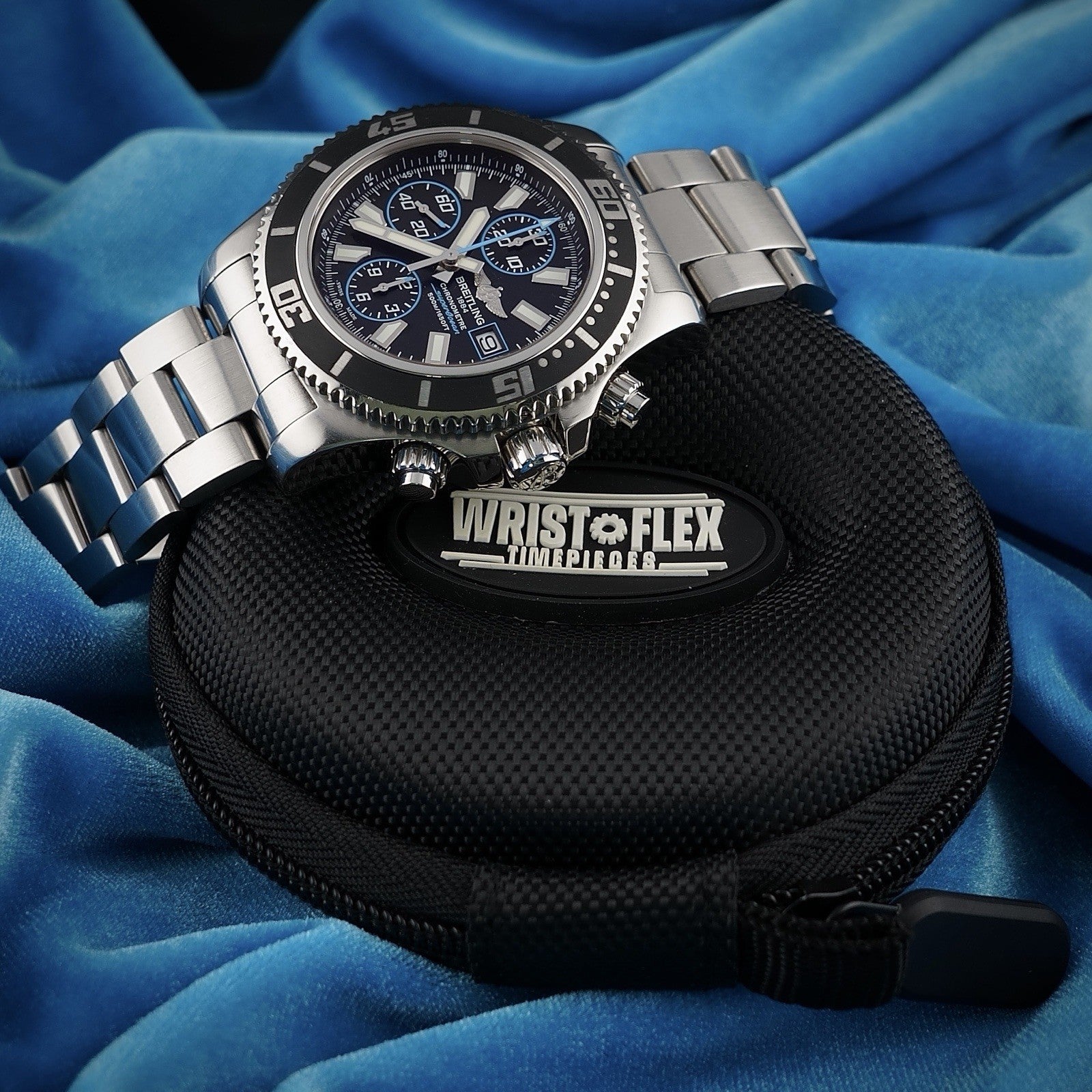 Breitling Superocean Chronograph A13341 Black/Blue Dial Steel Bracelet + Strap