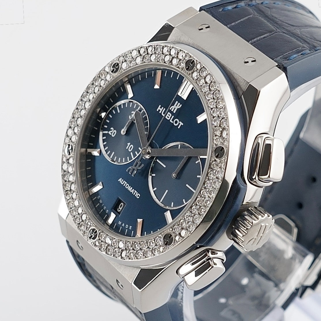Hublot Classic Fusion Chronograph 521.NX.7170.LR Titanium -Custom Diamond Bezel