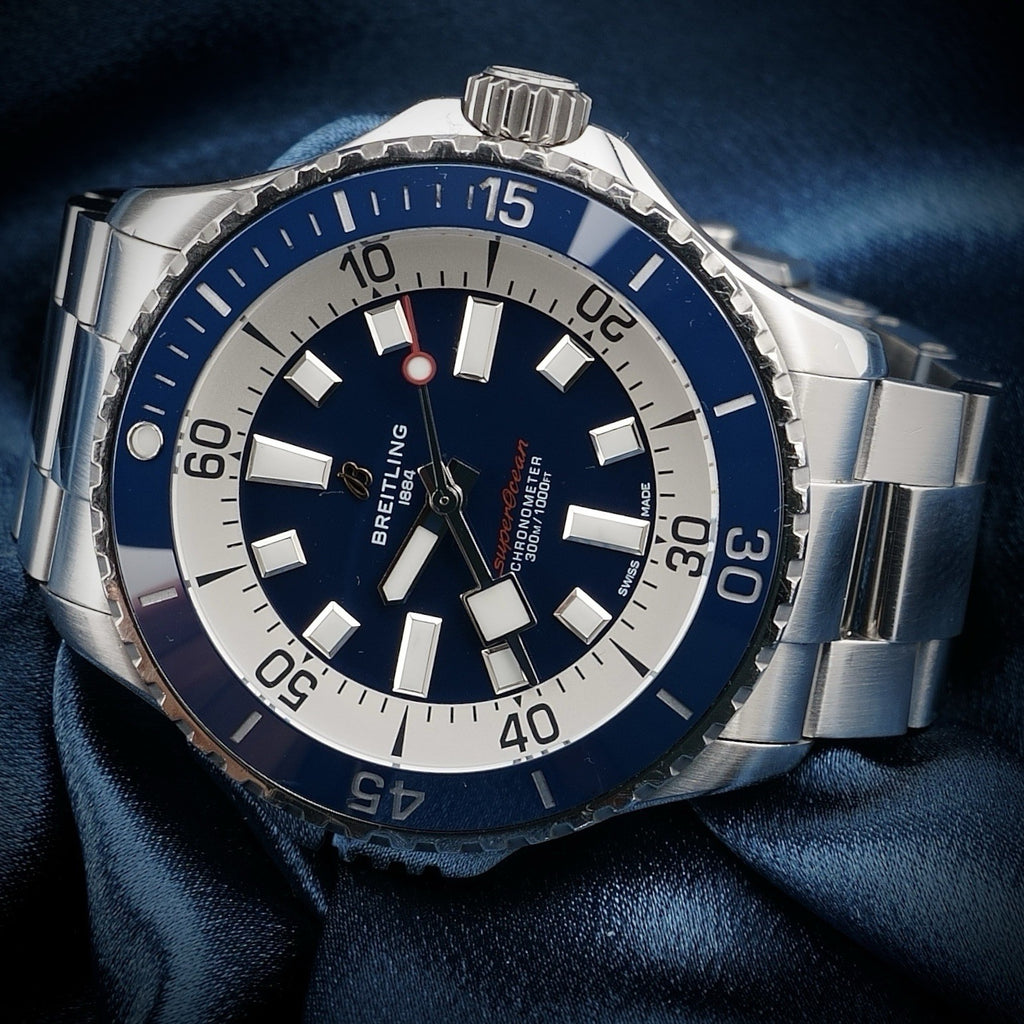 Breitling SuperOcean A17378 Blue Dial 46mm, Steel Bracelet, Warranty - Full Set