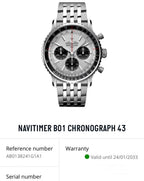Breitling Navitimer AB0138 43mm Silver Dial -FULL SET- Bracelet & Strap WARRANTY