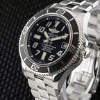 Breitling Superocean 42mm - Black Dial -Steel Bracelet & Extra Strap,  A17364