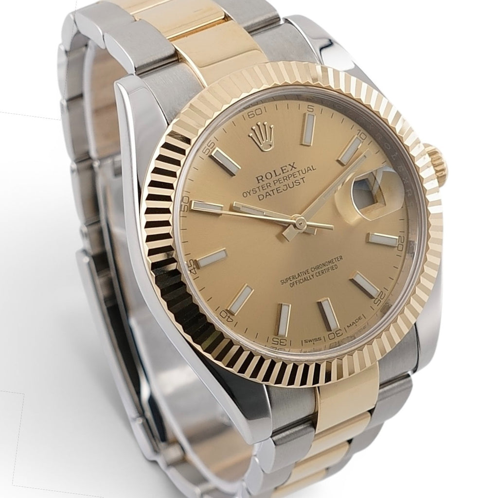 Rolex Datejust 41 - 126333 Fluted Bezel Two Tone Yellow Gold Champagne Full Set