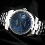Rolex Datejust 41  126300 Blue Roman Dial Smooth Bezel Oystersteel Box Card 2021