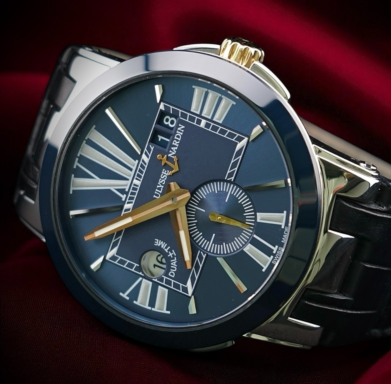 Ulysse Nardin 243-00/42 Executive Dual Time Stainless Steel / Blue Ceramic Bezel