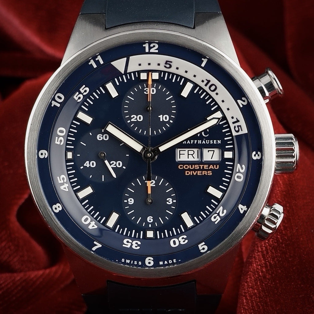 IWC Aquatimer Chronograph - 44mm Cousteau IW378201 - Blue Dial - Wood Inlay