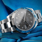 2019 CARD ROLEX DATEJUST 126334 18K GOLD STEEL SLATE FACTORY DIAMOND 41MM -CARD
