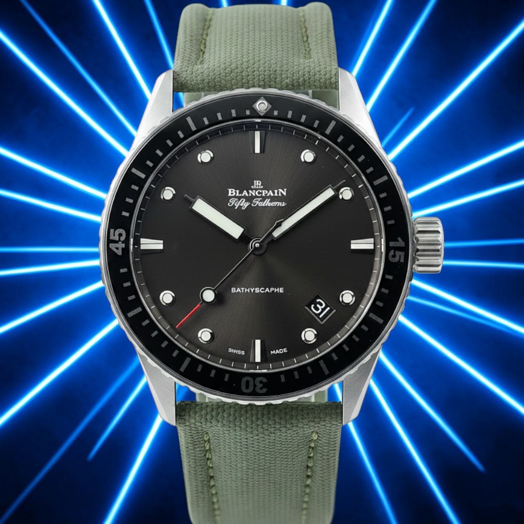 Blancpain Fifty Fathoms Bathyscaphe 5000-1110-K52A 43mm 2025 Full Set 2 Straps