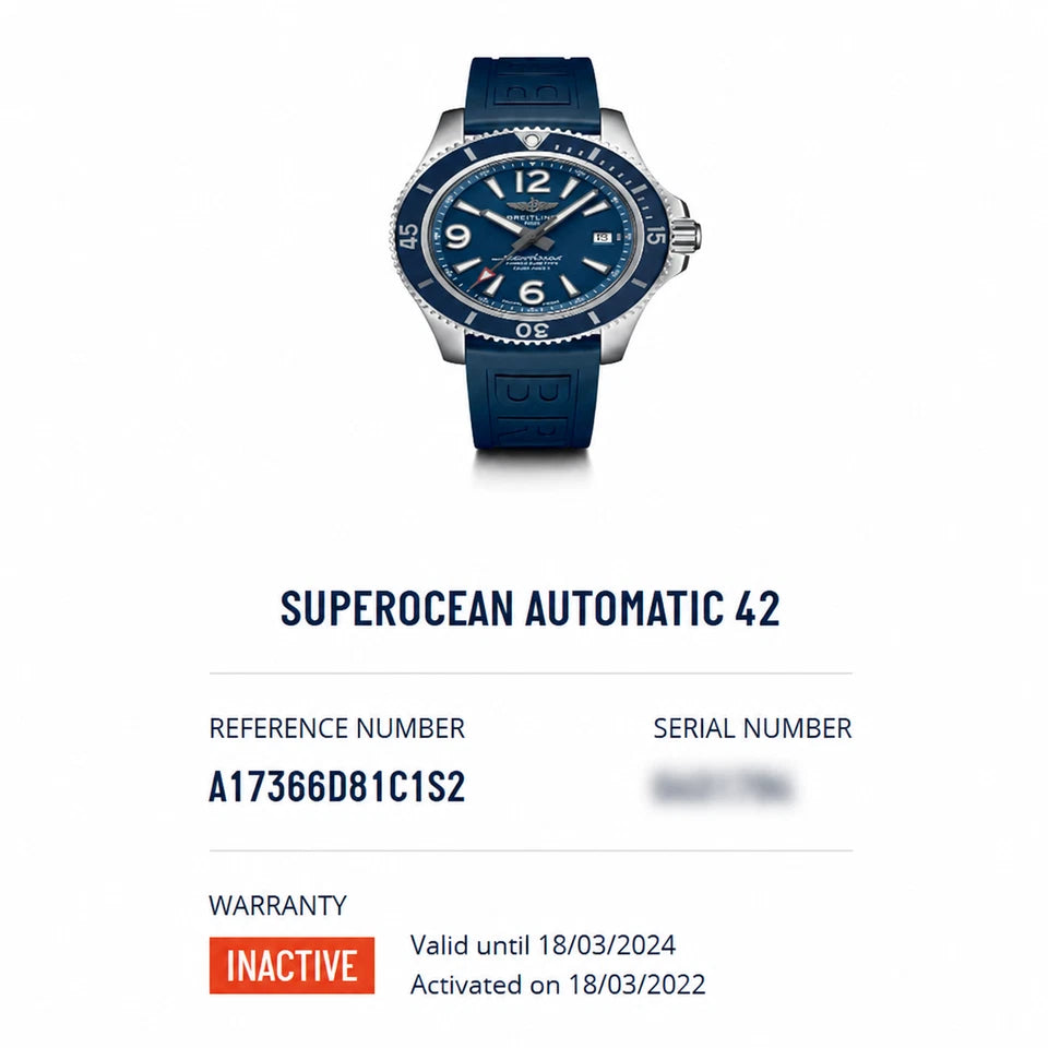 Breitling Superocean A17366 Diver Blue Dial 42mm Rubber Strap -FULL SET- Extra's
