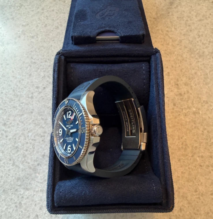Breitling Superocean A17366 Diver Blue Dial 42mm Rubber Strap -FULL SET- Extra's
