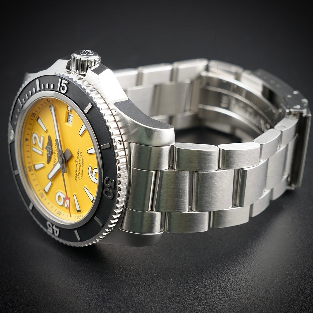 Breitling Superocean A17367 44mm Yellow Dial Steel