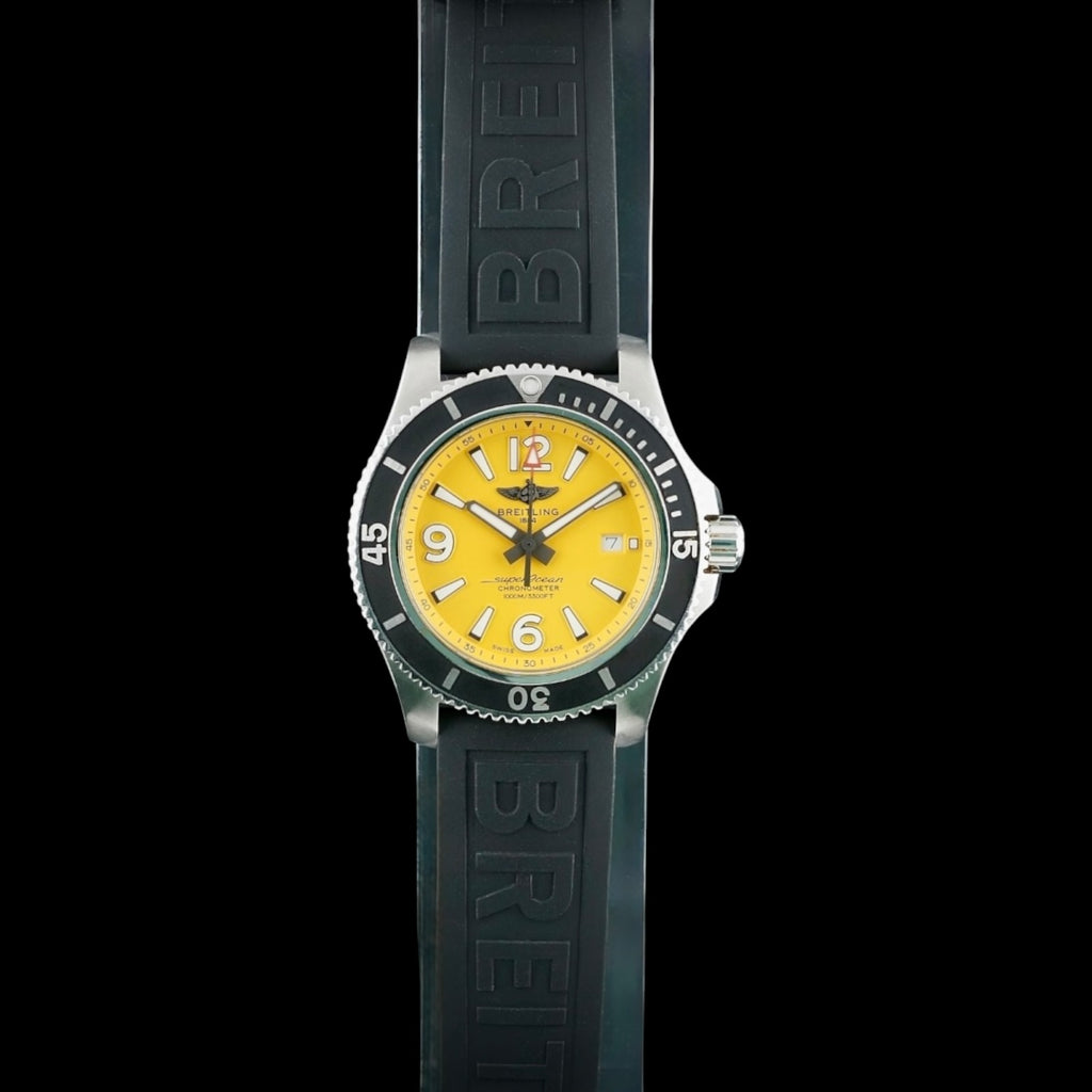 Breitling Superocean A17367 - 44mm, Yellow Dial, Box & Card, 2 Straps WFT Extras