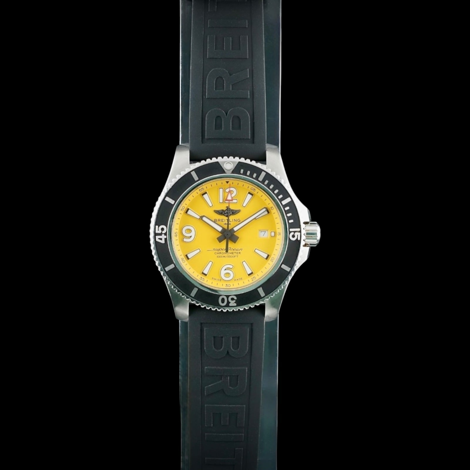 Breitling Superocean A17367 - 44mm, Yellow Dial, Box & Card, 2 Straps WFT Extras