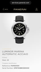 Panerai Luminor Marina PAM00104 44mm Black Dial Brown Strap + Rubber Strap