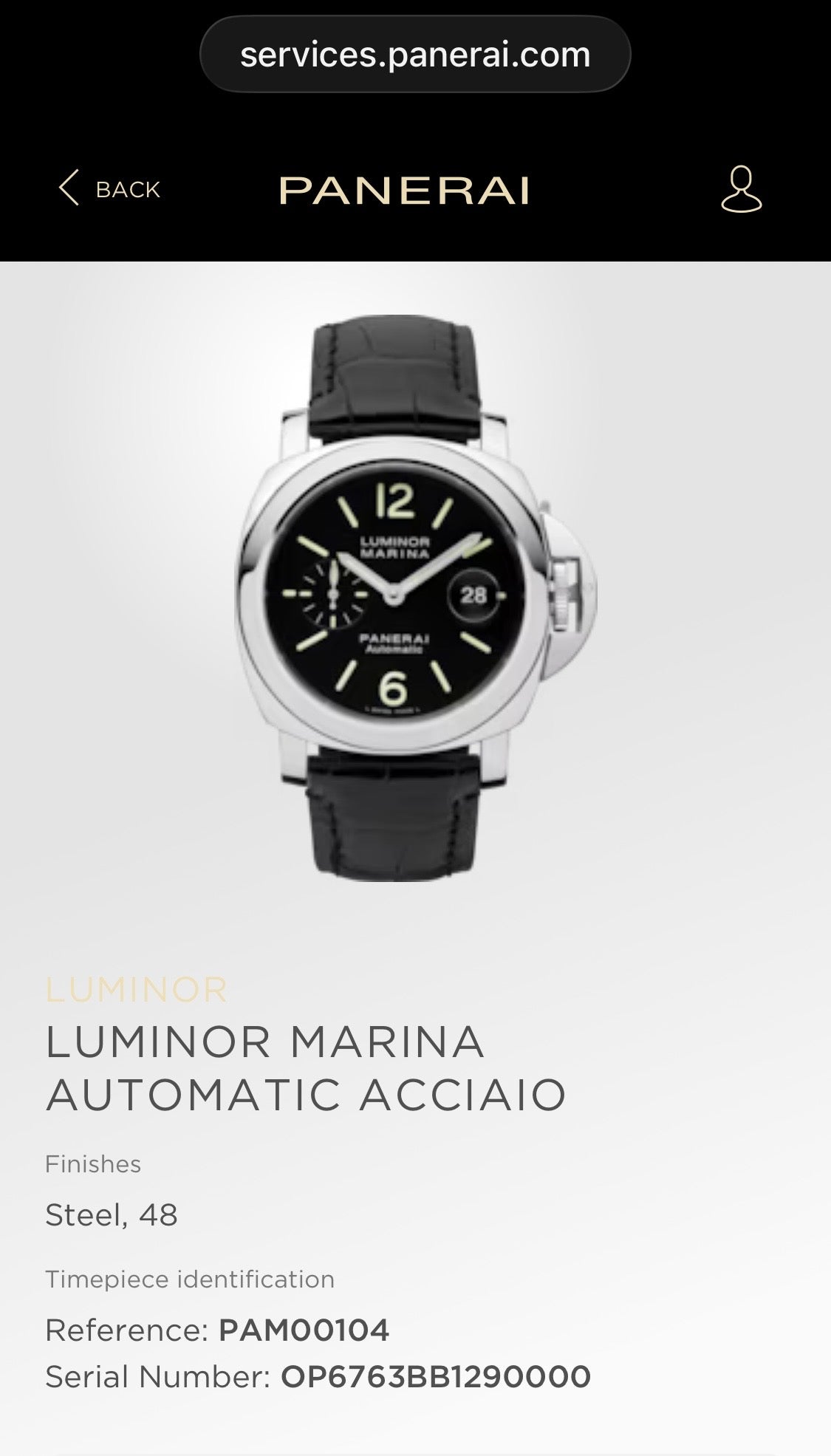Panerai Luminor Marina PAM00104 44mm Black Dial Brown Strap + Rubber Strap