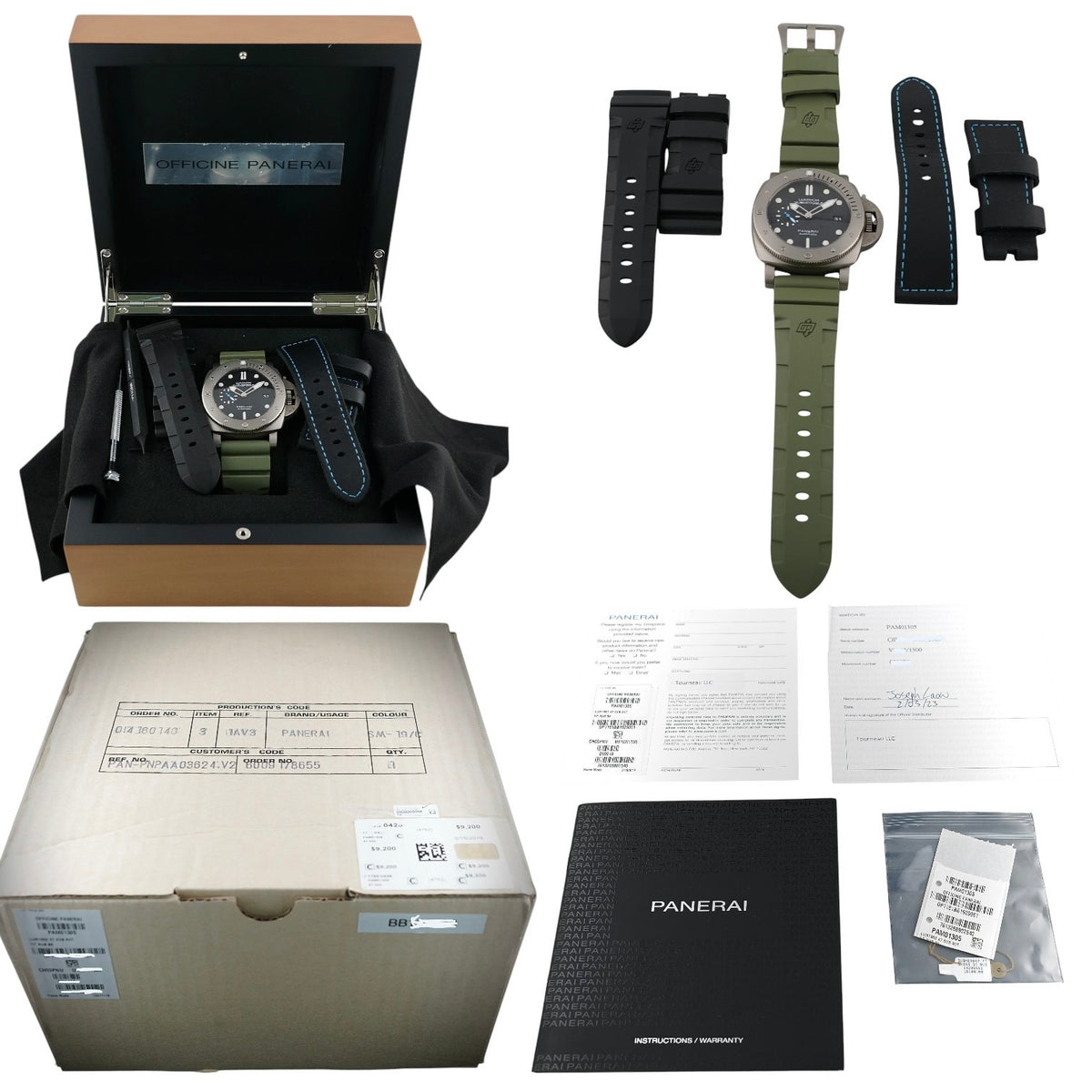 Panerai Luminor Submersible PAM01305 47mm Titanium Automatic FULL SET + 3 Straps