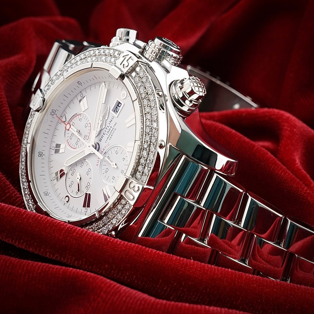 Breitling Super Avenger A13370 | White Dial | 48mm Diamond Bezel | Box & WFT Ext