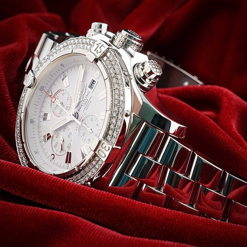 Breitling Super Avenger A13370 | White Dial | 48mm Diamond Bezel | Box & WFT Ext
