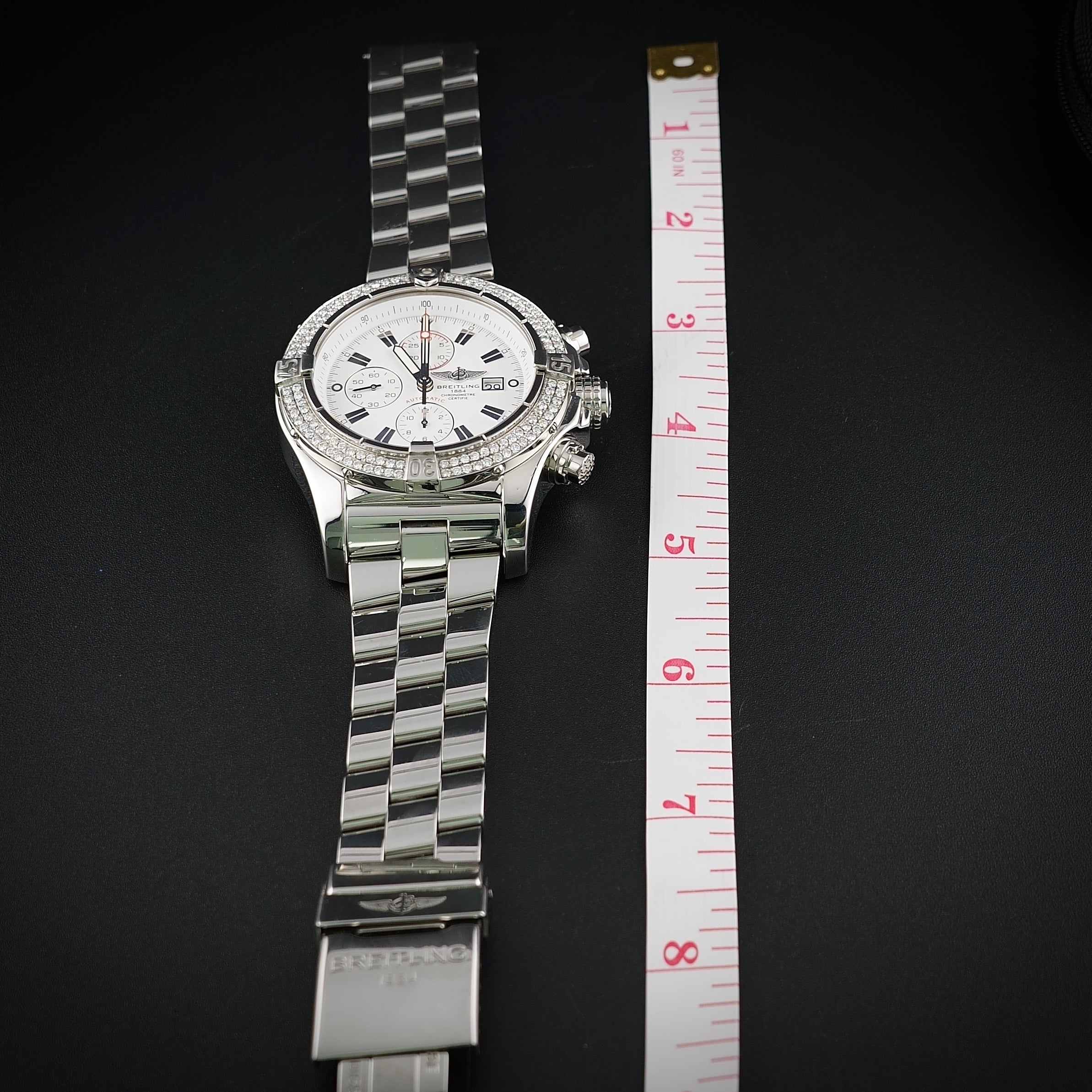 Breitling Super Avenger A13370 | White Dial | 48mm Diamond Bezel | Box & WFT Ext
