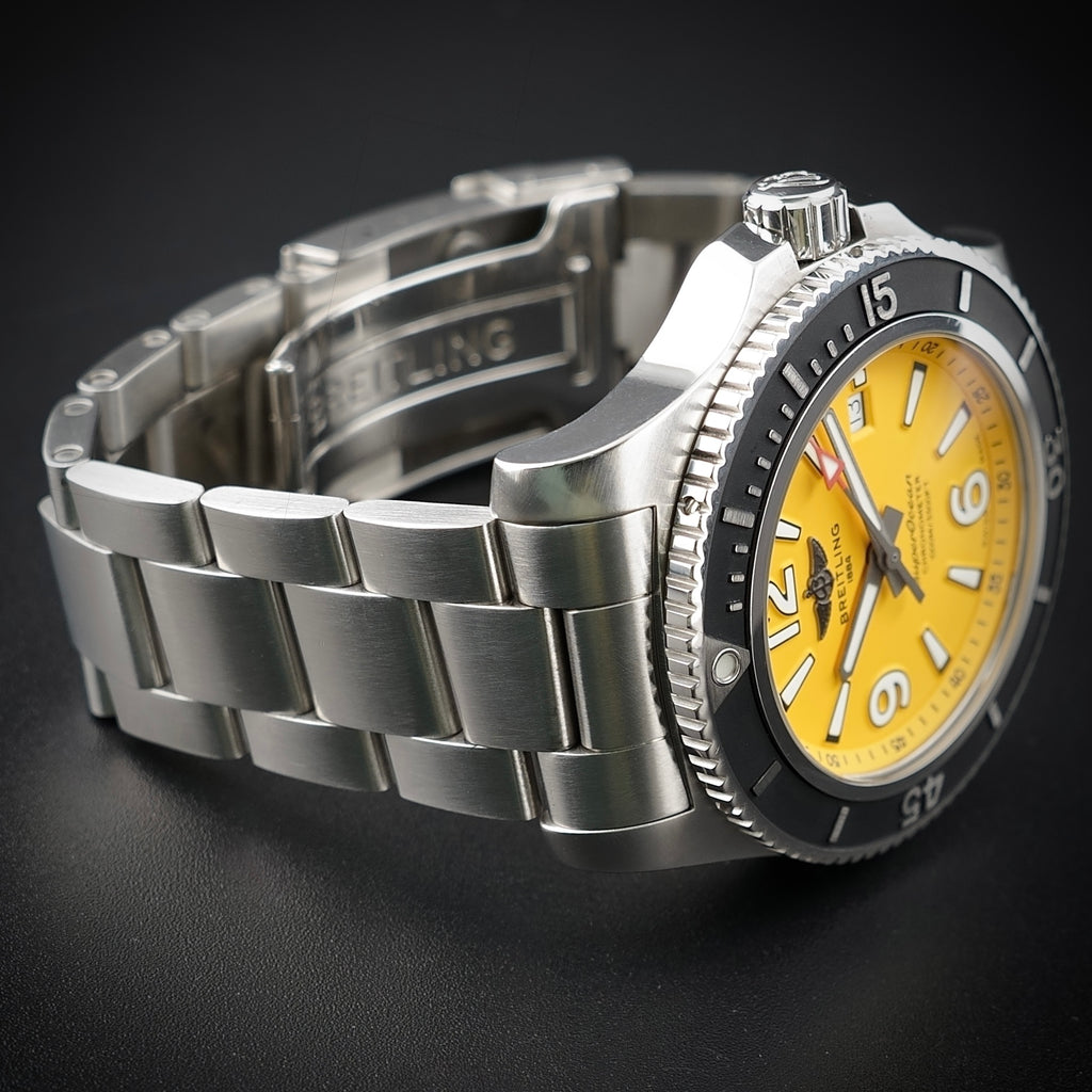 Breitling Superocean A17367 - 44mm, Yellow Dial, Box & Card, 2 Straps WFT Extras