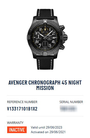 Breitling Avenger Chronograph 45 Night Mission V13317 black titanium 45mm automatic chronograph.