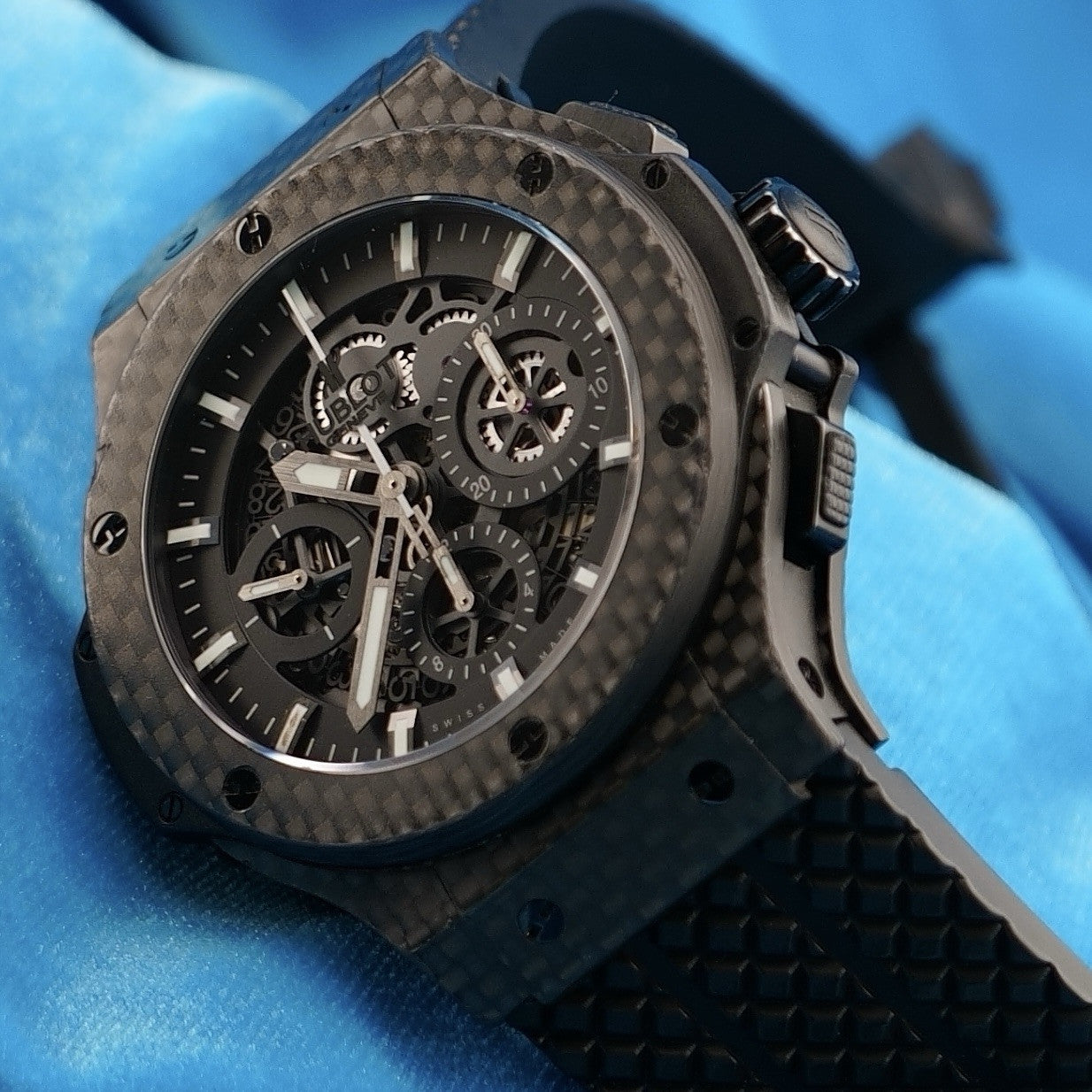 Hublot Aero Bang Carbon Fiber Big Bang Men's Skeleton Dial Watch  311.QX.1124.RX