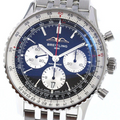 Wrist Flex Timepieces Breitling Navitimer B01 chronograph watch with black reverse panda dial and stainless steel band