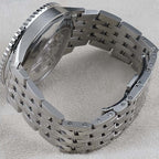 Wrist Flex Timepieces Breitling Navitimer stainless steel rouleaux bracelet and exhibition caseback view