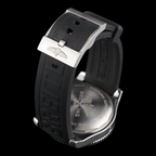 Wrist Flex Timepieces Breitling Superocean 44 watch case back and black rubber strap with stainless steel buckle