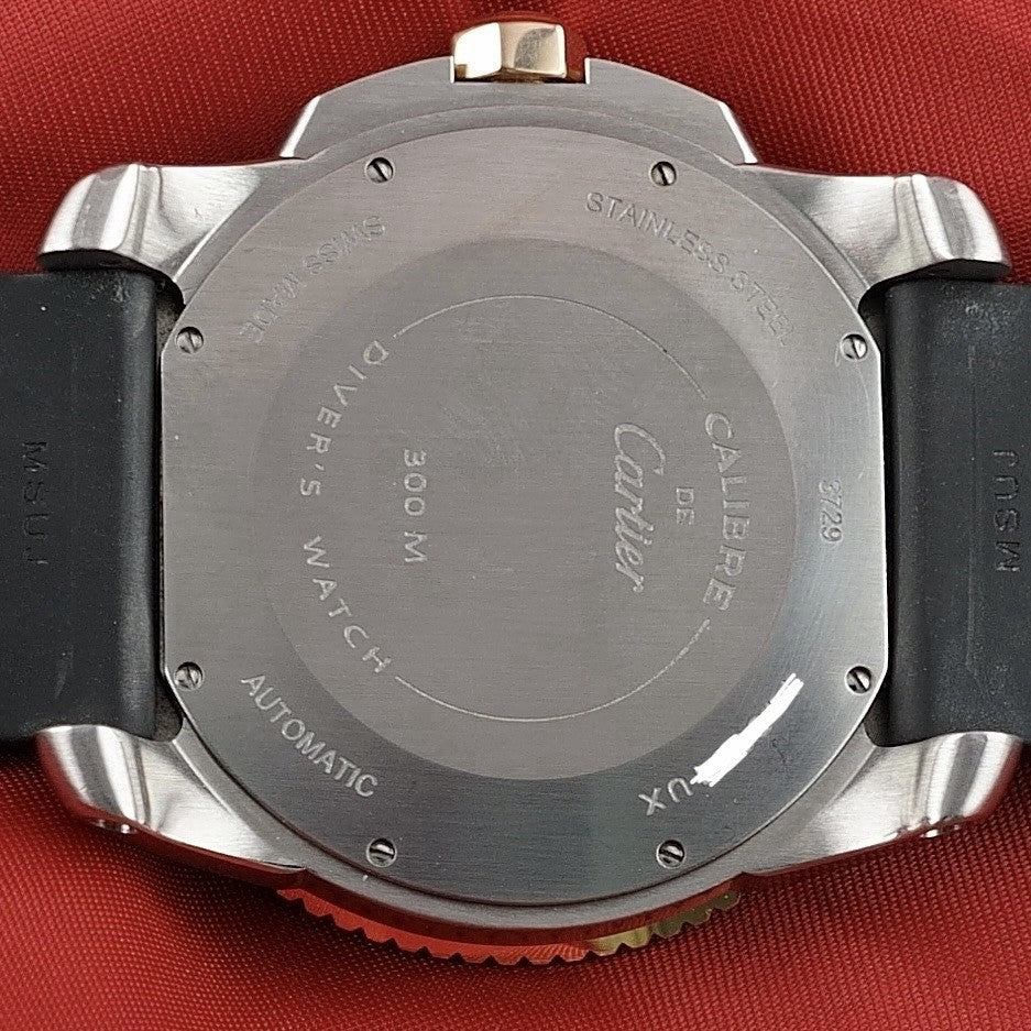 Wrist Flex Timepieces Cartier Calibre de Cartier Diver watch stainless steel caseback with engravings