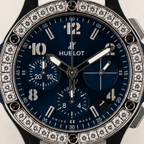 Wrist Flex Timepieces Hublot 341.SX.7170.LR.1204 Big Bang 41mm watch with blue sunray dial and factory-set diamond bezel