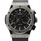 Wrist Flex Timepieces Hublot Classic Fusion Aerofusion 45mm titanium skeleton chronograph watch with black strap