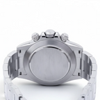 Wrist Flex Timepieces Rolex Daytona 116500LN stainless steel watch case back view with Oyster bracelet